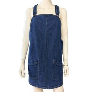 Denim Overall Dress Y2K Streetwear Pinafore Mini Casual Cottagecore Dress Large